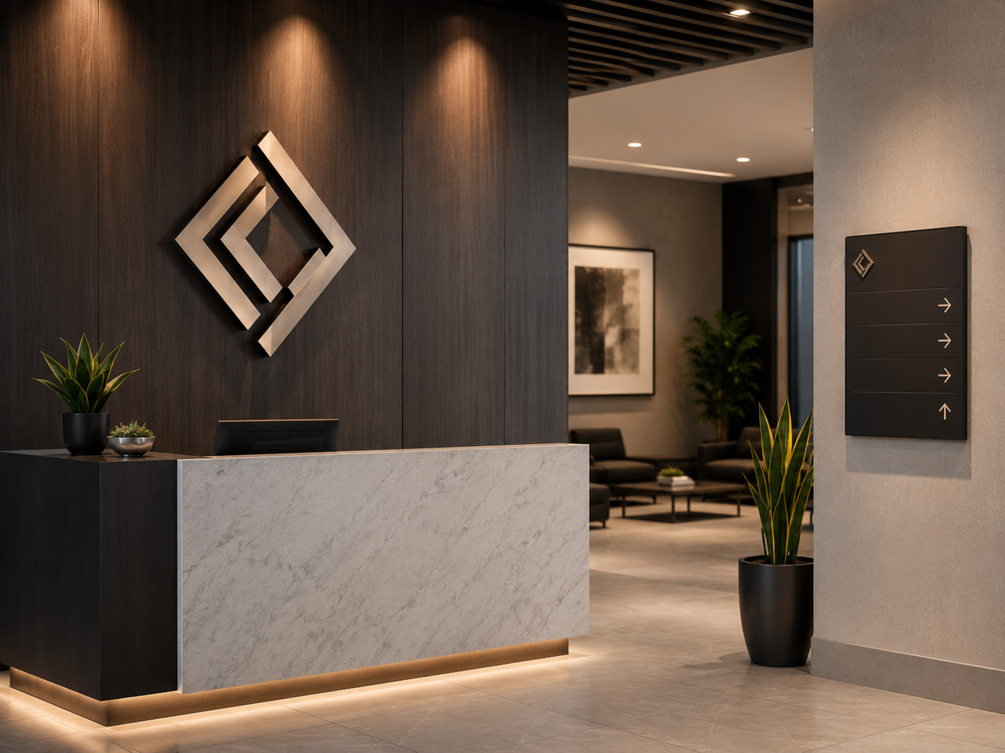 Illuminated exterior business signage